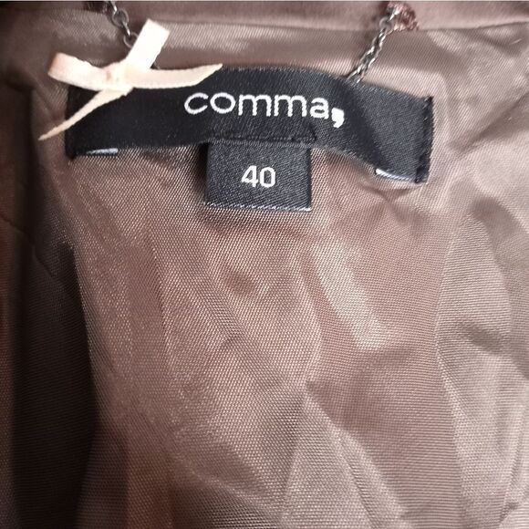 Comma 40 Gathered Long Sleeves by Cyf 2 Buttons Brown Women's Blazer - Picture 2 of 11